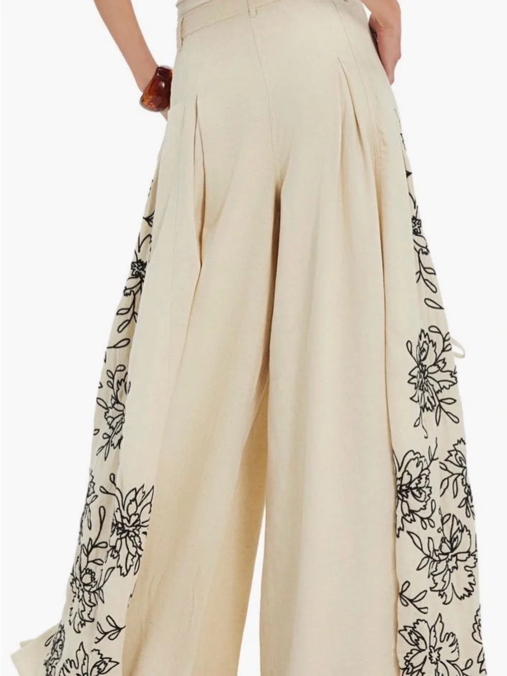 Free People Worth the Wait Wide Leg Embroidered Pants L